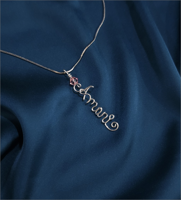 Name Engraved Necklace with Single Swarovski Crystal