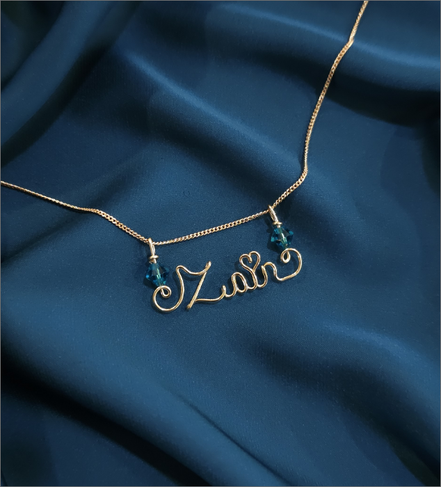 Name engraved Pendent with Swarovski Crystals